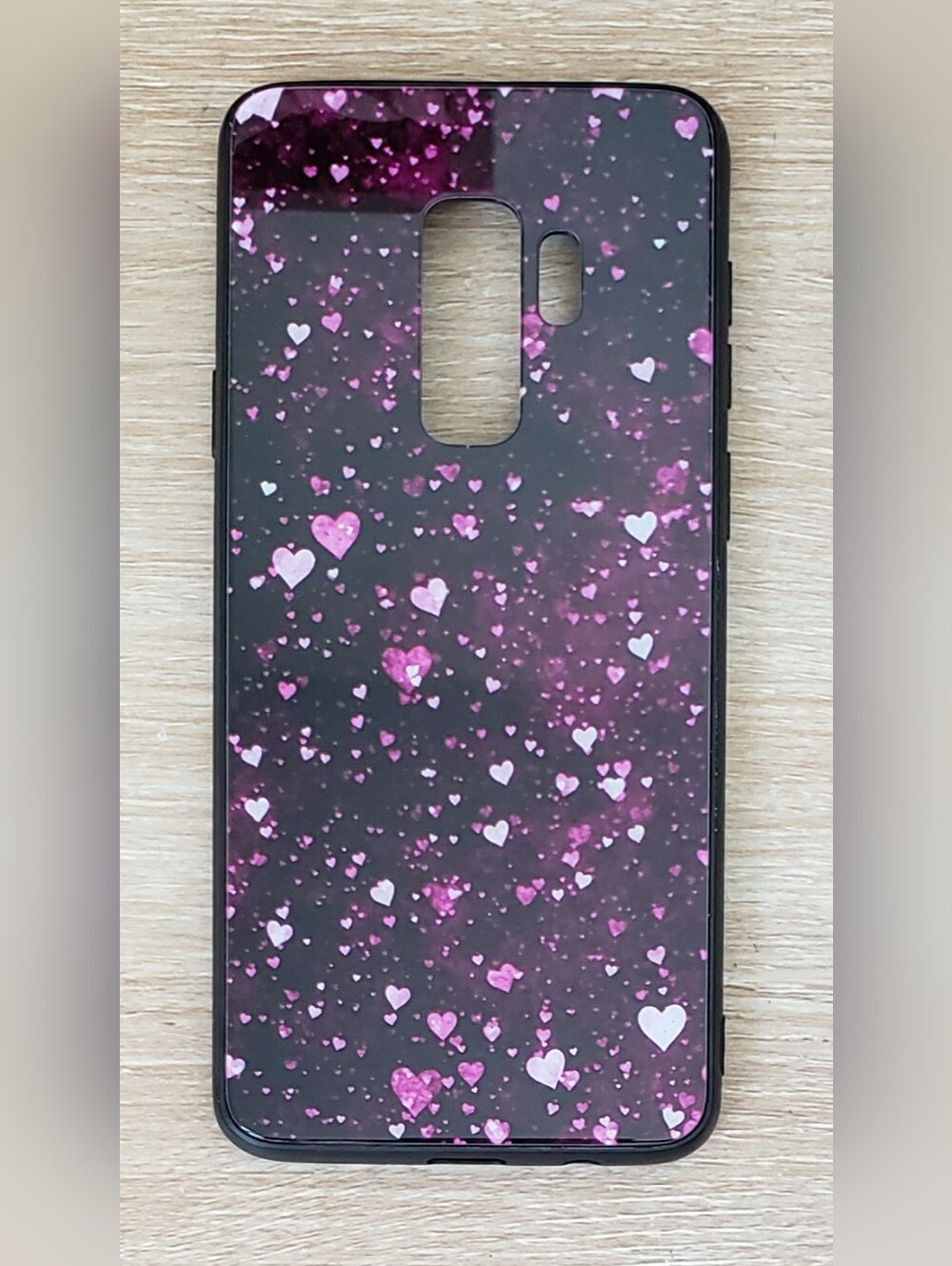 NEW Samsung Galaxy S9+ Pink Heart Phone Case | Cute Black Protective Cover